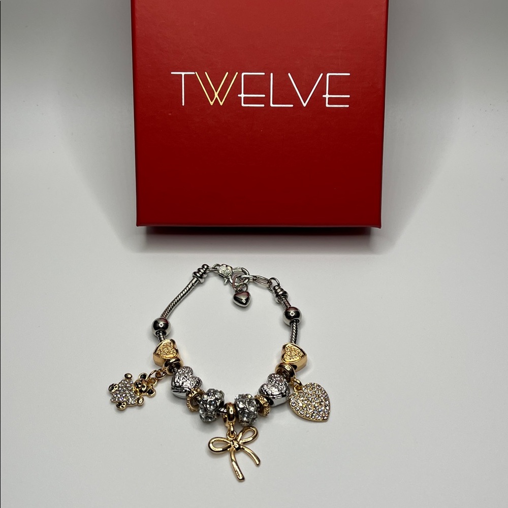 Twelve Gold and Silver Charm Bracelet NIB - Picture 2 of 6